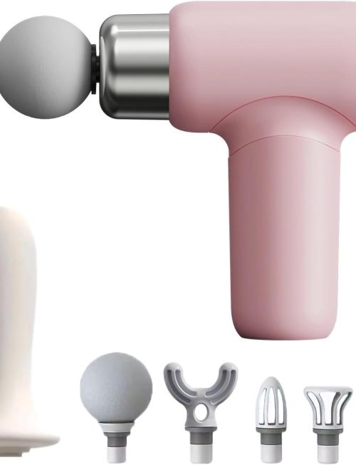 Mini Massage Gun, Powerful Fascial Gun Portable Deep Tissue Percussion Muscle Back Head Massager for Pain Relief with 5 Massage Heads High-Intensity Vibration Rechargeable Small Best Gifts for Dad Mom