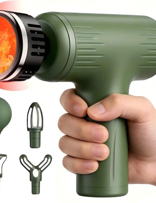 Massage Gun with Heat – Amazing Power! Handheld Percussion Massager for Neck, Shoulders, Back, Arms and Legs, Easy to Use at Home, Office, Gym, Travel and Holiday Gifts,
