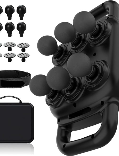Six Head Massage Gun, 50 Intensity Levels & 9 Massage Modes, Equipped with 3 Different Massage Heads, Massage Gun with Adjustable Belt Ideal Gifts for Women, Men, Mom, and Dad
