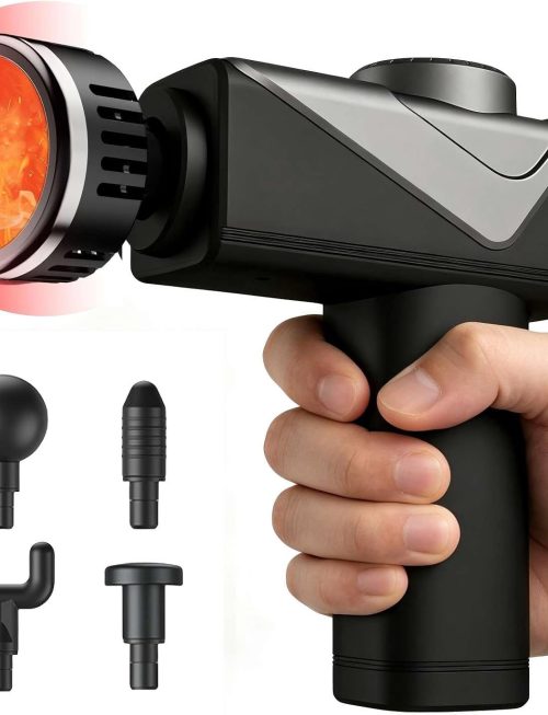 Massage Gun with Heat, Mini Handheld Massager for Home & Travel, Quiet, Lightweight & Portable,Powerful Full Body Electric Massager Tool for Men and Women, (Black)