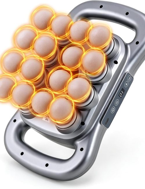 16 Head Massage Gun Set, Deep Tissue Percussion Massager, 2600mAh Electric Massage Tools with 9 Styles & Levels, Silver Grey