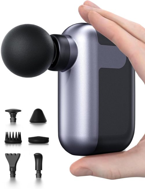 Mini Massage Gun with 10 Massage Heads, Percussion Deep Tissues Handheld Muscle Massager, 8mm Amplitude High-Intensity Massager Gun for Pain Relief for Office Gifts for Her, Home, Athletes