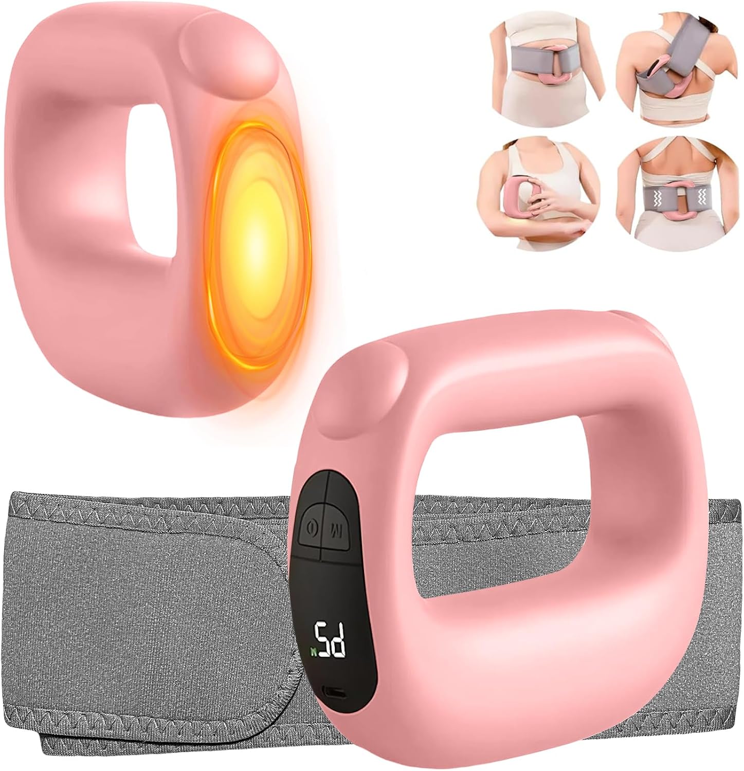 Deep Tissue Percussion Muscle Massage Gun: with Heat, Adjustable Intensity and Speed, Super Quiet, USB-C Rechargeable, Portable, Pain Relief for Athletes and Everyone, Ideal Gift(Pink)